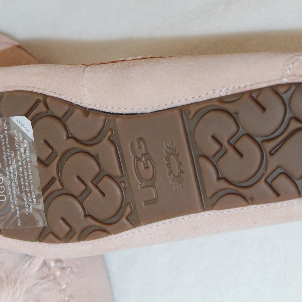 UGG NEW DAKOTA POM SUEDE SHEARLING SLIPPERS PINK - Picture 6 of 9